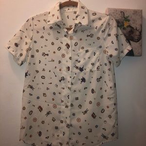 Alice in Wonderland silk button up